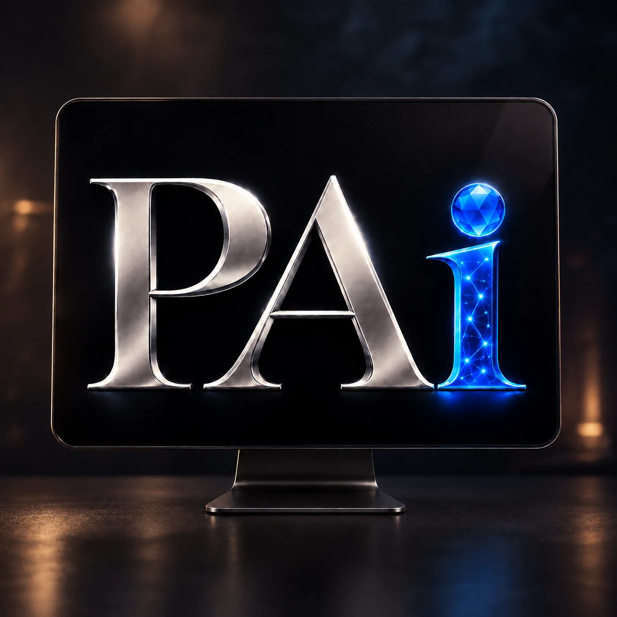 PAi software branding on a desktop monitor
